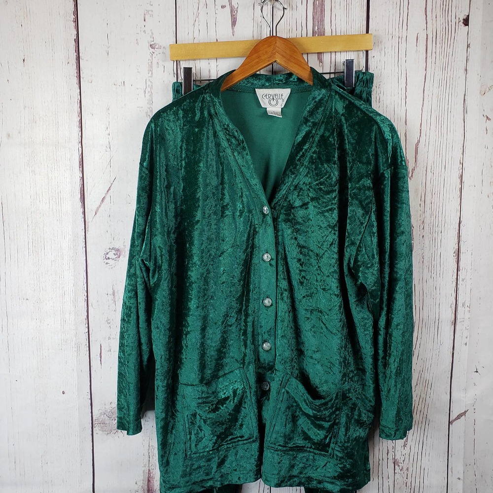 Cervelle Vintage Velour Jumpsuit Womens Size Large Green